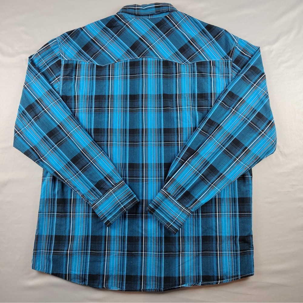 Cinch Modern Fit Western Shirt Men's XL Blue Plaid Snap Long Sleeve Cowboy - Picture 13 of 16